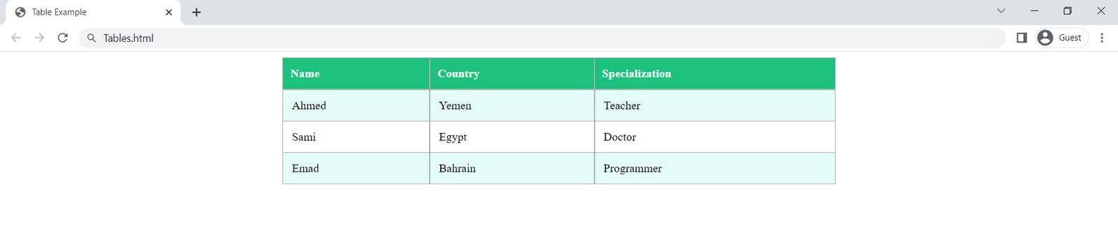 الجداول CSS